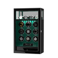 2026 IQ+ Serie - Patentierter, Intelligenter 9 Slot Uhrenbeweger | mit Tastensperre | Extra Standfläche für Schmuck | Schublade für weiteren Stauraum | LCD Touch Display | in Grün - Swatch x AP Royal Pop Strap - Grün
