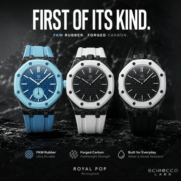 Royal Pop Fluorine Strap — Amber Blue 12PM | Fluorine Strap × Carbon fiber Case | Band for Swatch × AP Royal Pop