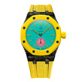 Royal Pop Fluorine Strap — Sunburst Yellow 3PM | Fluorine Strap × Carbon Fiber Case | Band for Swatch × AP Royal Pop