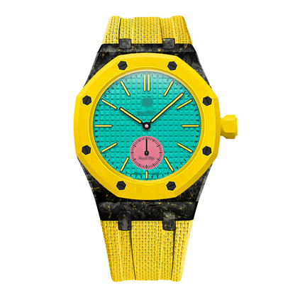 Royal Pop Fluorine Strap — Sunburst Yellow 3PM | Fluorine Strap × Carbon Fiber Case | Band for Swatch × AP Royal Pop