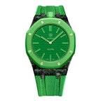 Royal Pop Fluorine Strap — Forest Green 12 PM | Fluorine Strap × Carbon Fiber Case | Band for Swatch × AP Royal Pop