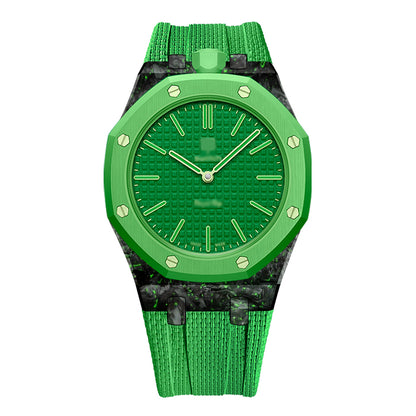 Royal Pop Fluorine Strap — Forest Green 12 PM | Fluorine Strap × Carbon Fiber Case | Band for Swatch × AP Royal Pop