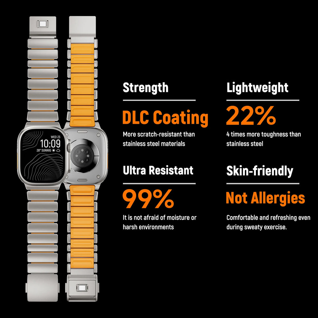 Magnetic Titanium Rubber Watch Strap for Apple Watch