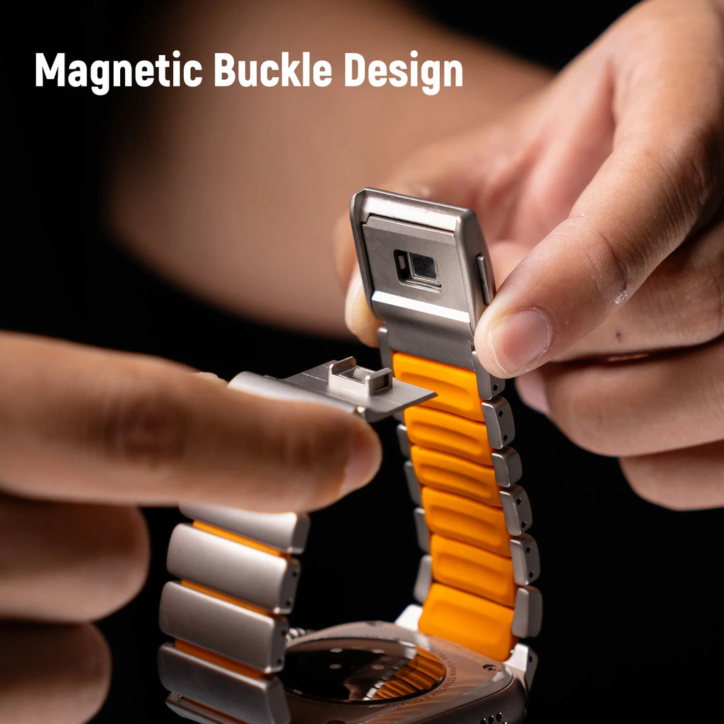 Magnetic Titanium Rubber Watch Strap for Apple Watch