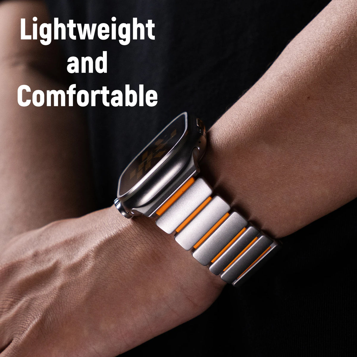 Magnetic Titanium Rubber Watch Strap for Apple Watch