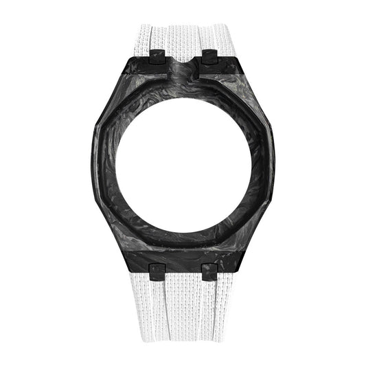 Royal Pop Fluorine Strap — Pearl White 12PM | Fluorine Strap × Carbon fiber Case | Band for Swatch × AP Royal Pop