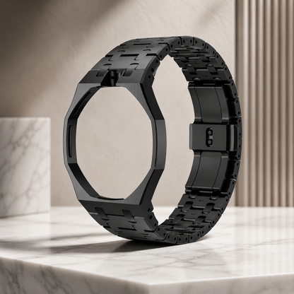 Royal Pop Black Stainless Steel Strap — Crown at 12 | Swatch × AP Compatible - Swatch x AP Royal Pop Strap - Default Title
