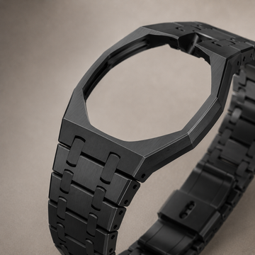 Royal Pop Black Stainless Steel Strap – Crown at 12 | Swatch × AP Compatible