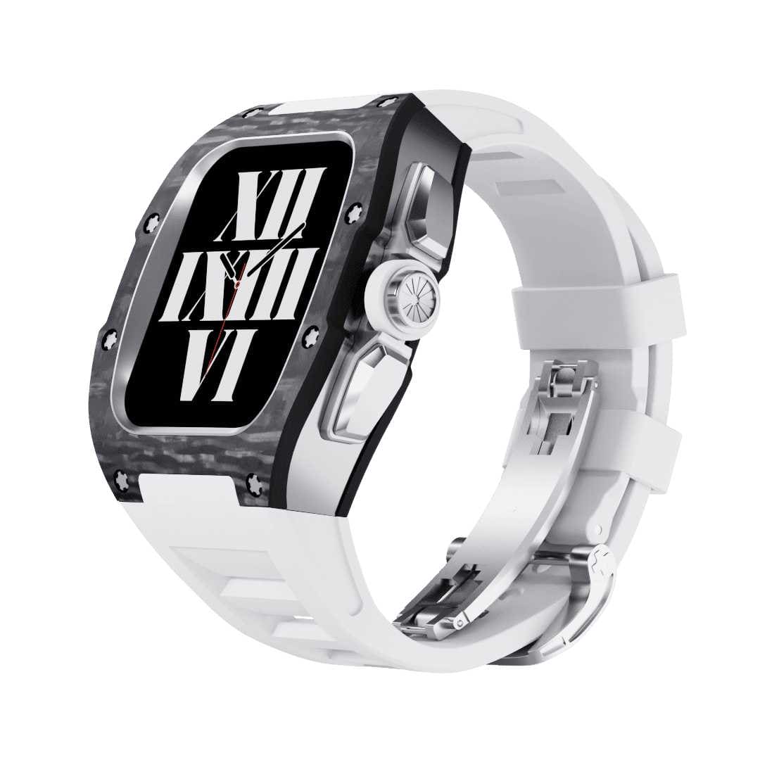 SL615-1 Apple Watch Hülle und Band | Karbon in Purschwarz | Mittelrahmen Silber / Gold / Schwarz | Titanlegiert - Swatch x AP Royal Pop Strap - Karbon 15