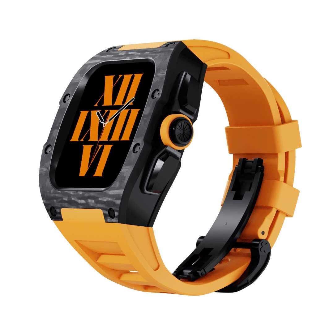 SL615-1 Apple Watch Hülle und Band | Karbon in Purschwarz | Mittelrahmen Silber / Gold / Schwarz | Titanlegiert - Swatch x AP Royal Pop Strap - Karbon 10