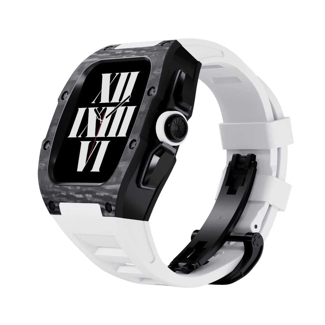 SL615-1 Apple Watch Hülle und Band | Karbon in Purschwarz | Mittelrahmen Silber / Gold / Schwarz | Titanlegiert - Swatch x AP Royal Pop Strap - Karbon 12