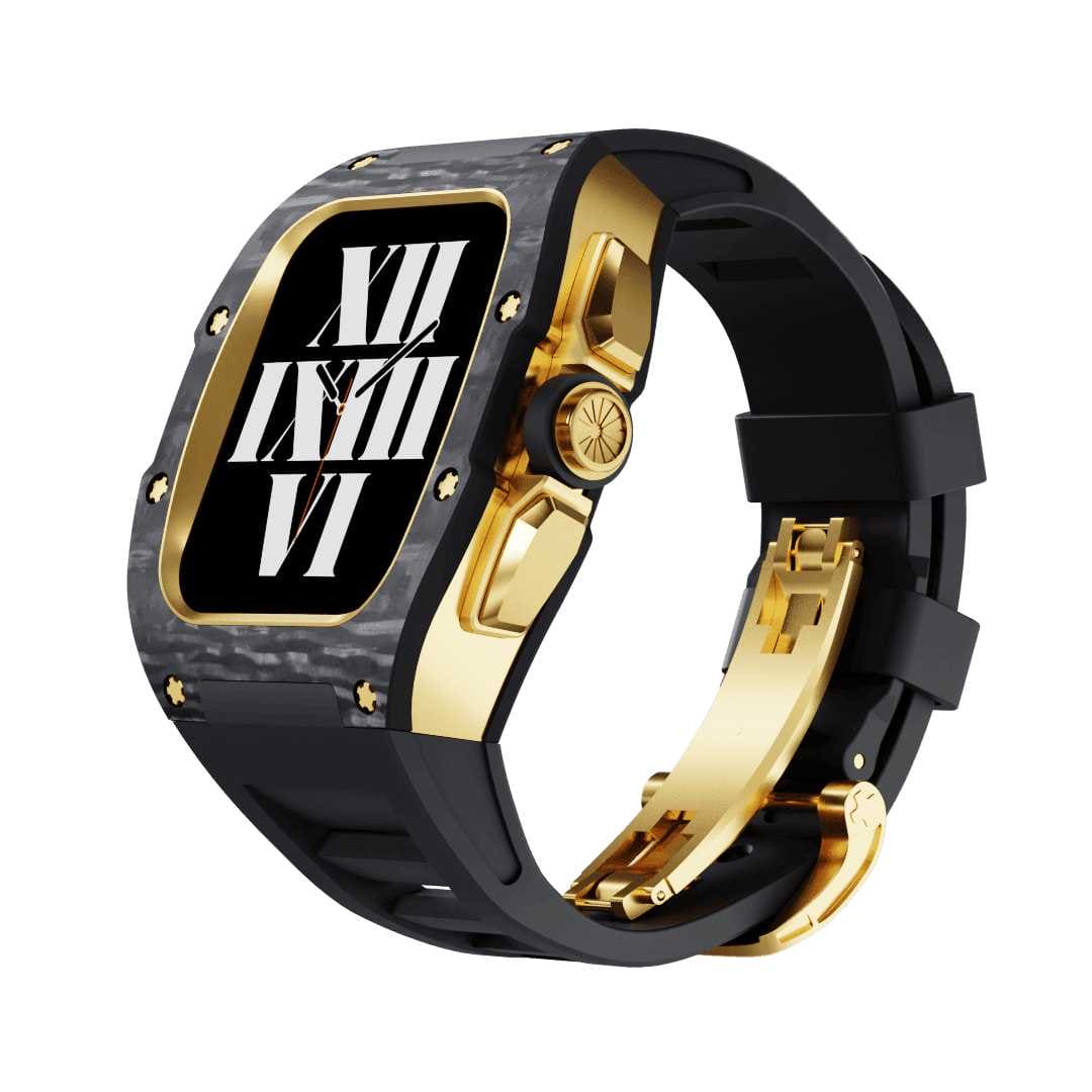 SL615-1 Apple Watch Hülle und Band | Karbon in Purschwarz | Mittelrahmen Silber / Gold / Schwarz | Titanlegiert - Swatch x AP Royal Pop Strap - Karbon 5