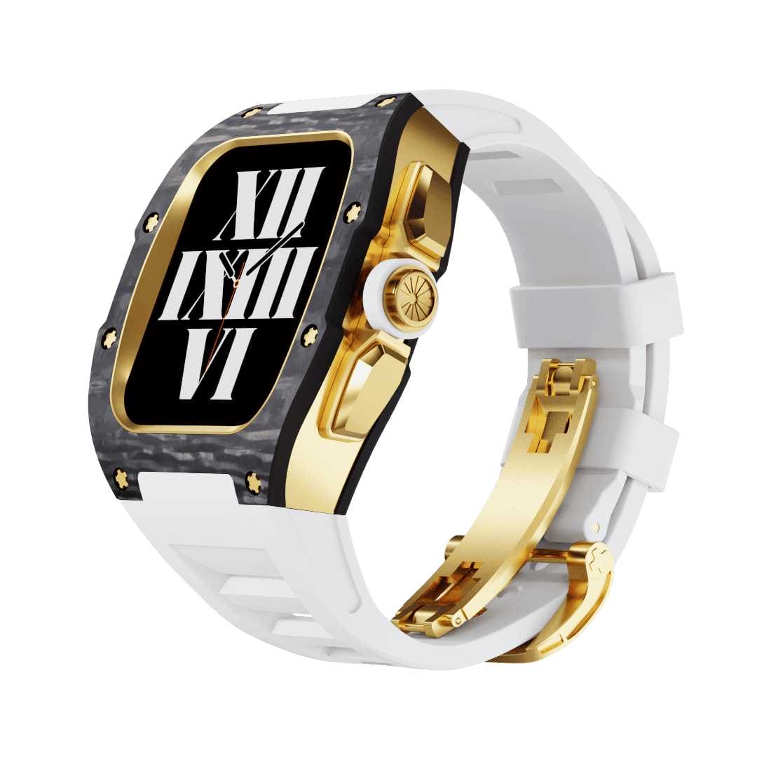 SL615-1 Apple Watch Hülle und Band | Karbon in Purschwarz | Mittelrahmen Silber / Gold / Schwarz | Titanlegiert - Swatch x AP Royal Pop Strap - Karbon 6