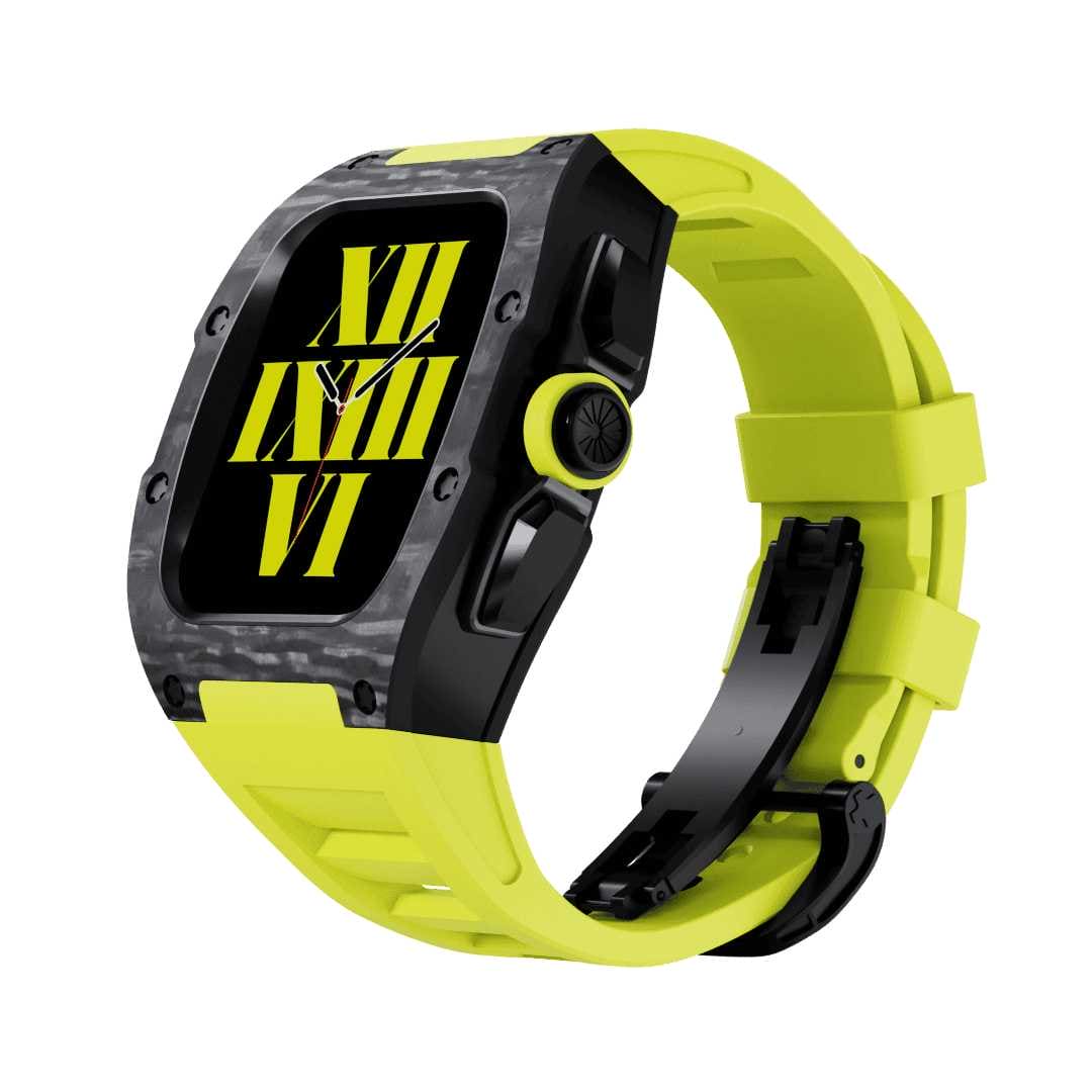 SL615-1 Apple Watch Hülle und Band | Karbon in Purschwarz | Mittelrahmen Silber / Gold / Schwarz | Titanlegiert - Swatch x AP Royal Pop Strap - Karbon 11