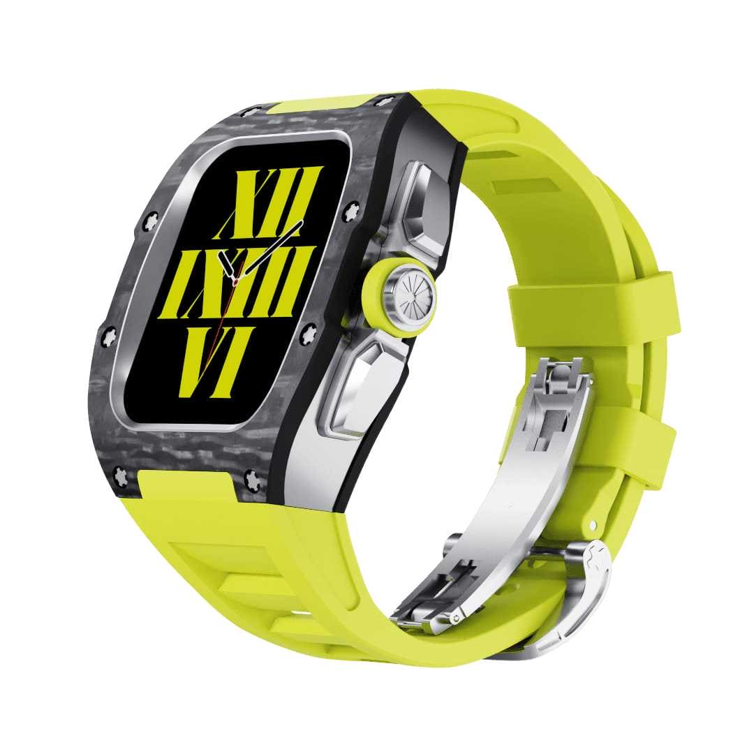 SL615-1 Apple Watch Hülle und Band | Karbon in Purschwarz | Mittelrahmen Silber / Gold / Schwarz | Titanlegiert - Swatch x AP Royal Pop Strap - Karbon 8