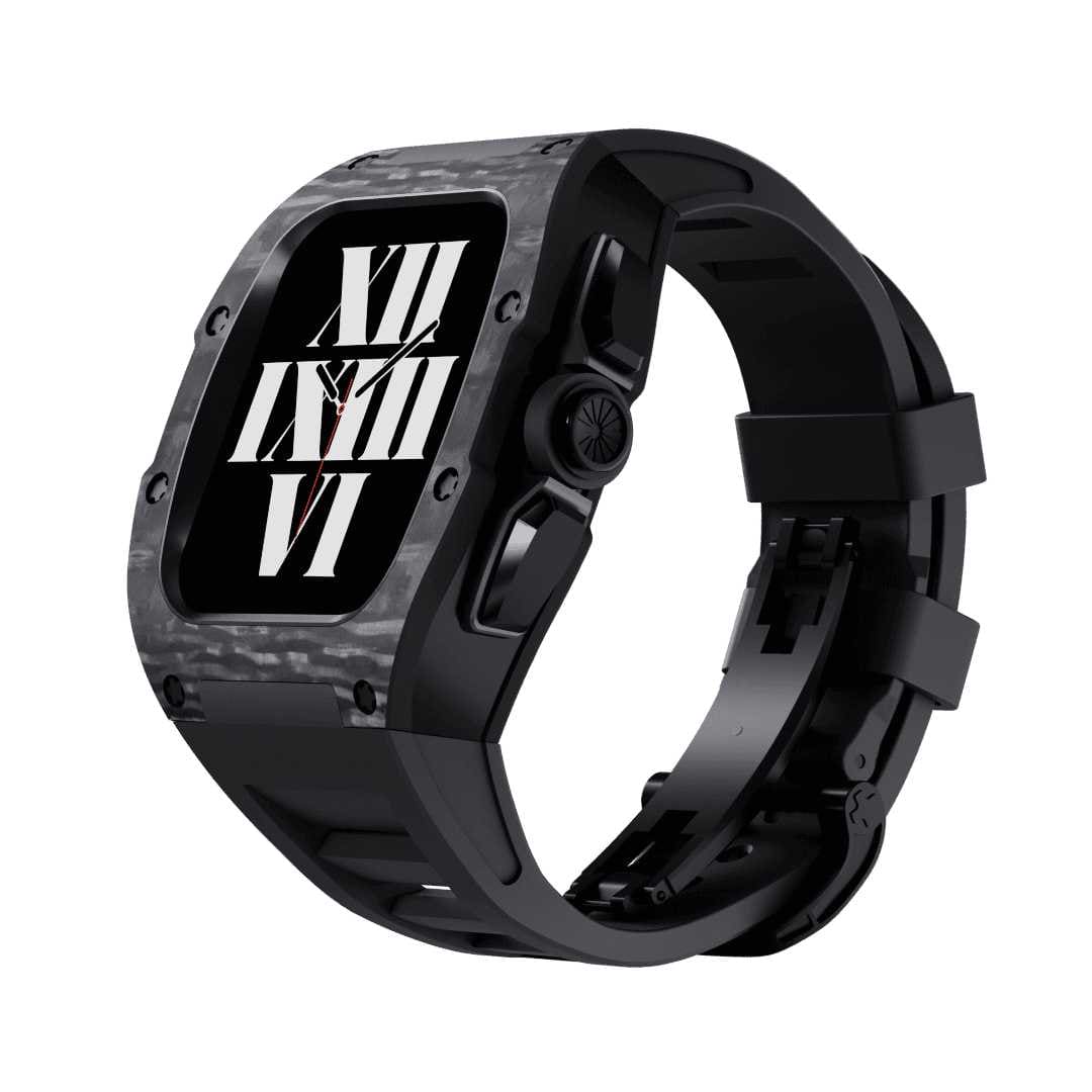 SL615-1 Apple Watch Hülle und Band | Karbon in Purschwarz | Mittelrahmen Silber / Gold / Schwarz | Titanlegiert - Swatch x AP Royal Pop Strap - Karbon 13