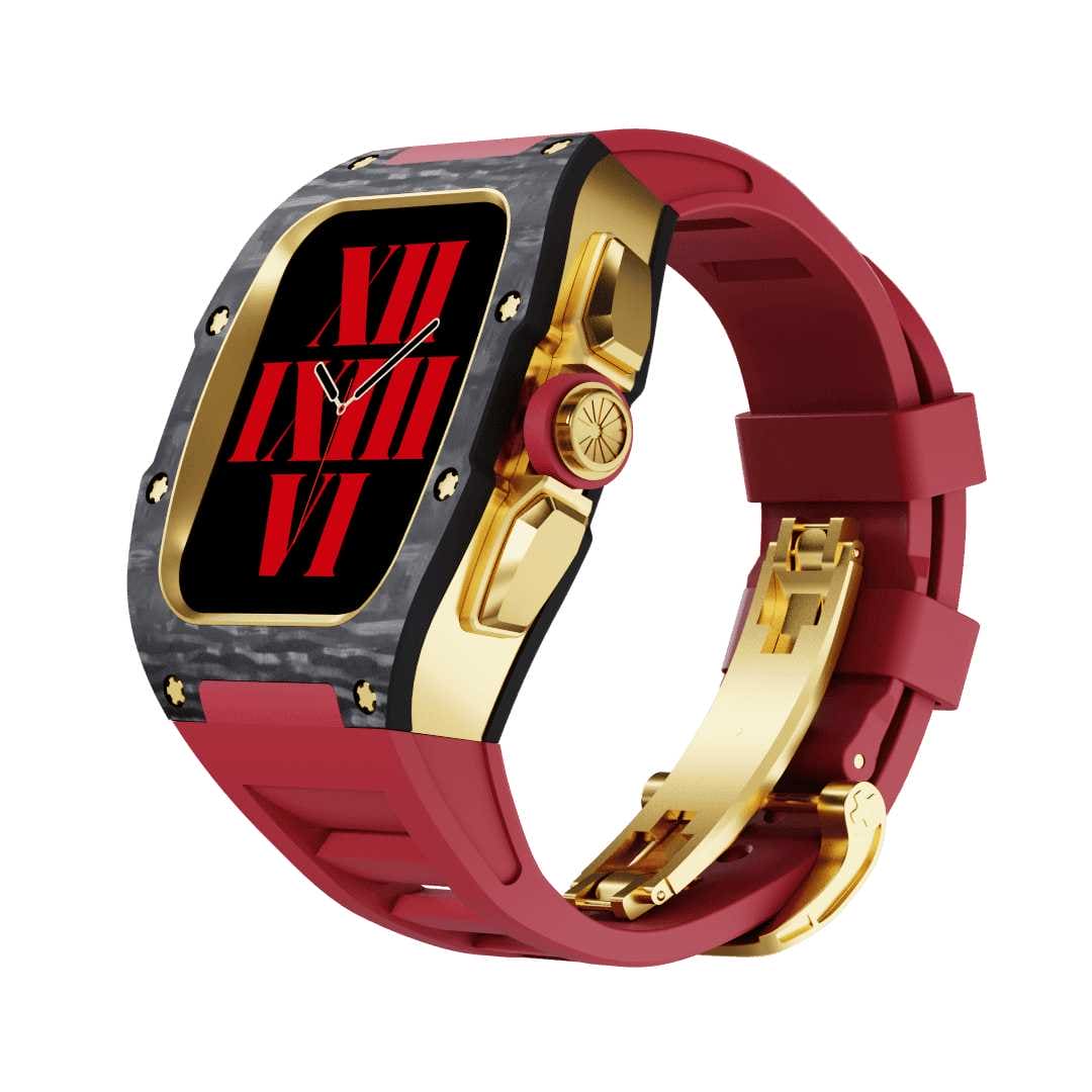SL615-1 Apple Watch Hülle und Band | Karbon in Purschwarz | Mittelrahmen Silber / Gold / Schwarz | Titanlegiert - Swatch x AP Royal Pop Strap - Karbon 1