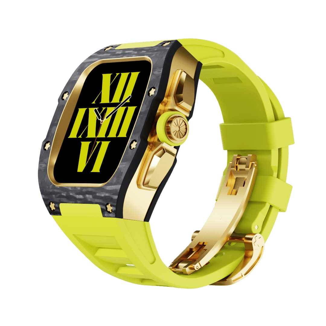 SL615-1 Apple Watch Hülle und Band | Karbon in Purschwarz | Mittelrahmen Silber / Gold / Schwarz | Titanlegiert - Swatch x AP Royal Pop Strap - Karbon 1