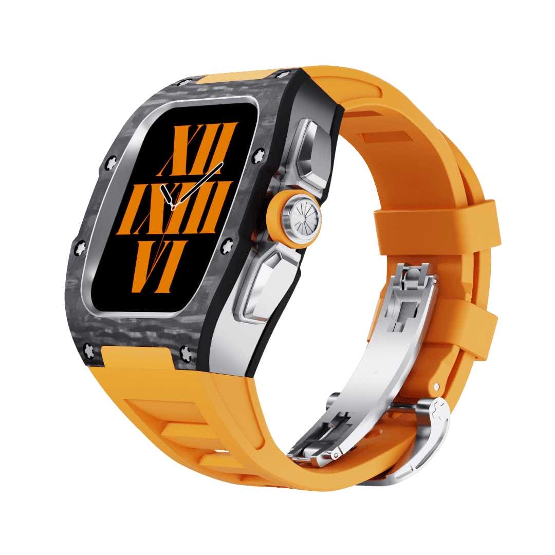SL615-1 Apple Watch Hülle und Band | Karbon in Purschwarz | Mittelrahmen Silber / Gold / Schwarz | Titanlegiert - Swatch x AP Royal Pop Strap - Karbon 7