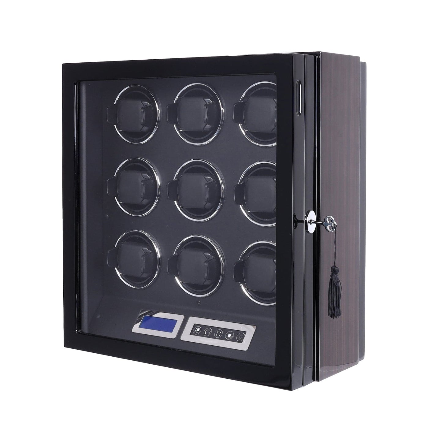 Amalfi Serie - 9 Slot Uhrenbeweger | mit Tastensperre | Smart LCD Touch-Screen in Holz und Schwarzleder - Swatch x AP Royal Pop Strap - Default Title