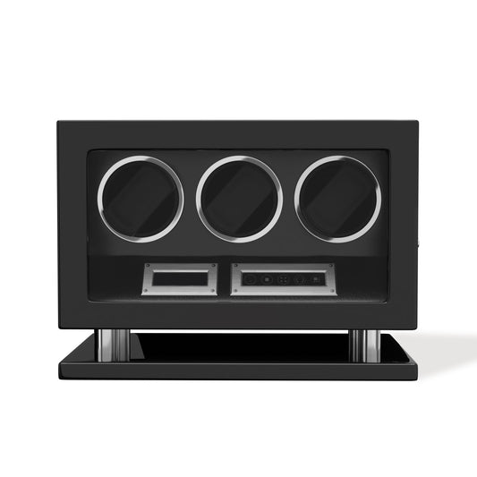 Genius Serie - 3 Slot Uhrenbeweger | mit integrierter Fingerabdruck-Sperre | Smart LCD Touch-Screen | in Schwarz - Swatch x AP Royal Pop Strap - Default Title