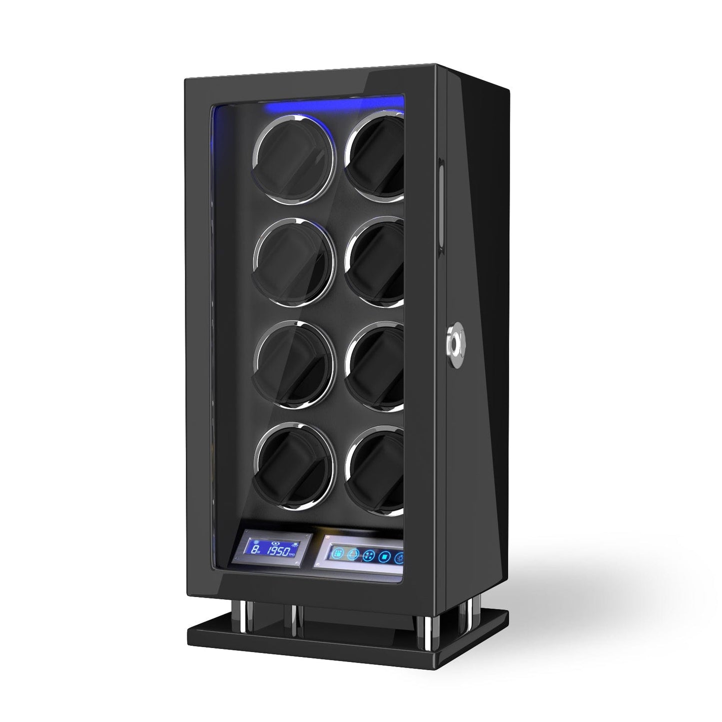 Genius Serie - 8 Slot Uhrenbeweger | mit integrierter Fingerabdruck-Sperre | Smart LCD Touch-Screen | in Schwarz - Swatch x AP Royal Pop Strap - Default Title