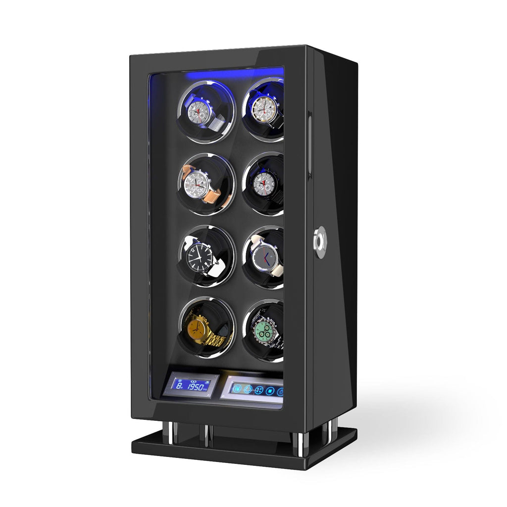 Genius Serie - 8 Slot Uhrenbeweger | mit integrierter Fingerabdruck-Sperre | Smart LCD Touch-Screen | in Schwarz - Swatch x AP Royal Pop Strap - Default Title