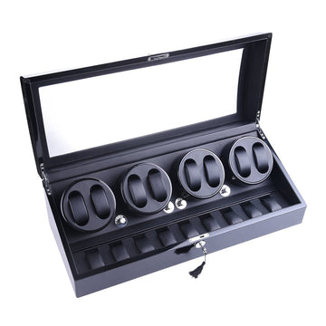 Roma Series - 8 Slot Watch Winder | with additional storage space | in black